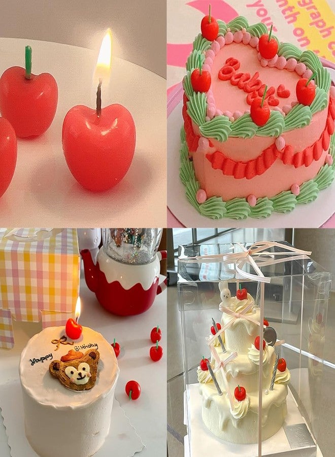 Aprildecember 5 Pcs Cherry Shaped Birthday Candles, Cute Fruit Shaped Candles, Cherry Cake Decorations Cake Cupcake Topper for Birthday Party Wedding Supplies - Image 4